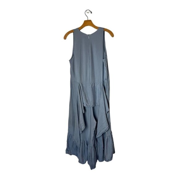 Tibi Jumpsuit Women 4 Blue Tie Waist Sleeveless Boho Cottagecore‎ Ruffle Hem - Picture 3 of 11